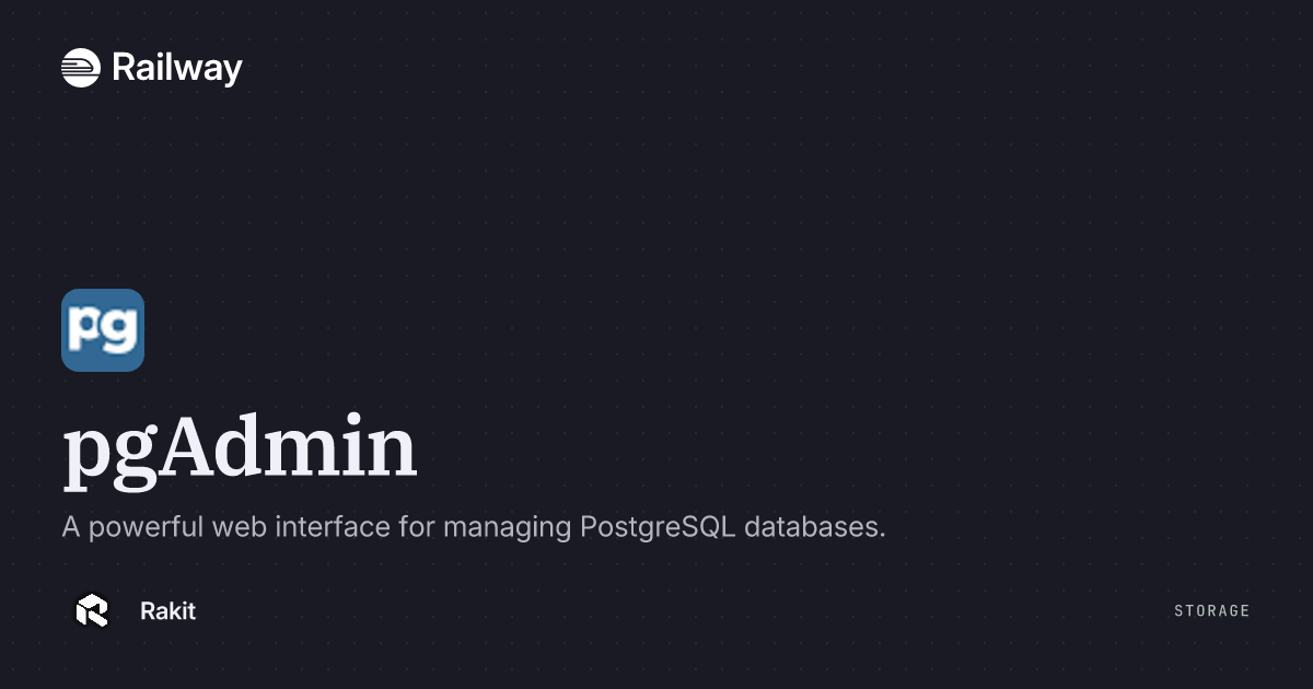 Computer Deployment Storage Deploy & Host pgAdmin | Railway